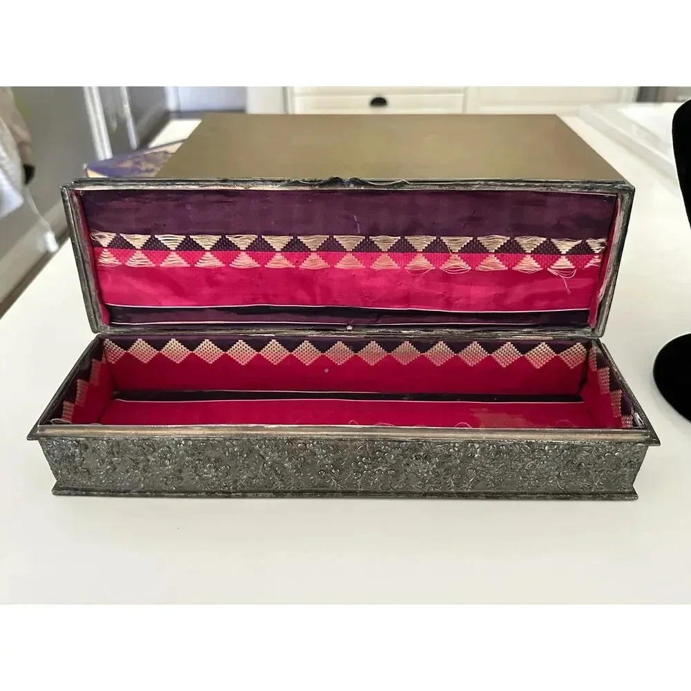Vintage Fine Jewelry Box Heavy Celluloid box satin silk lined